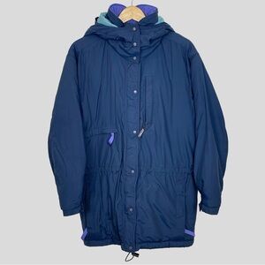 1990's Patagonia Insulated Parka Blue / Aqua With Detachable Hood M